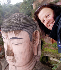 Jo at Leshan, Sichuan at the Grand Buddah (Da Fo)