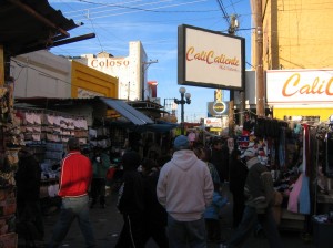 Bustling street scene in Juarez, Mexico