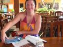 Maryanne studying hard for our Dive Master course
