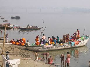 Typical scene of Hindu Pilgrims, Varanassi, Ganges