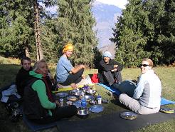 Group Breakfast in the Himalayas