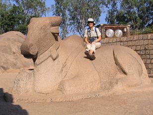 Riding a cow : rock carving - Mamallapuram
