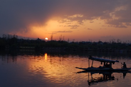 Sunset over Nageen Lake, Srinigar