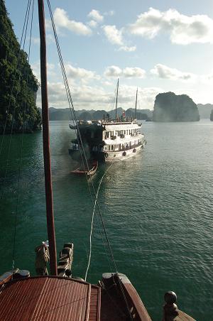 Getting towed off the sandbank we grounded on