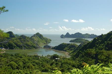 View of Halong Bay from highest point in walk in national park