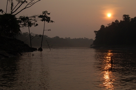 Sunrise over the Kinabatangan river