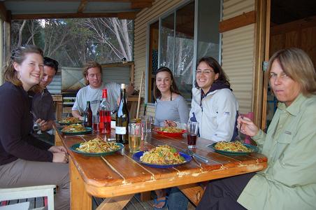 Barbequed Noodles for dinner, at the Eco Hut