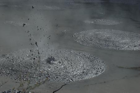 Bubbling mud pools