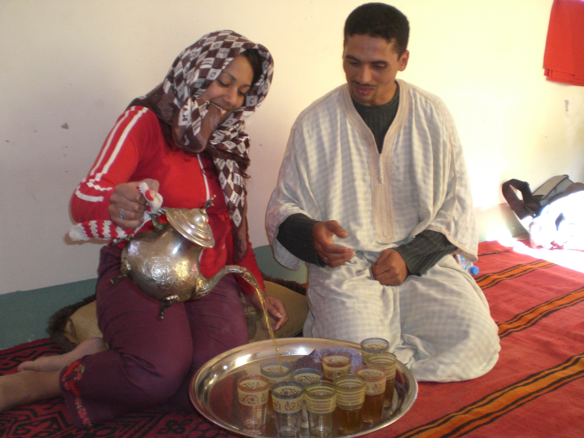 Pouring mint tea for the Berbers