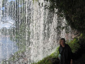 Behind a waterfall