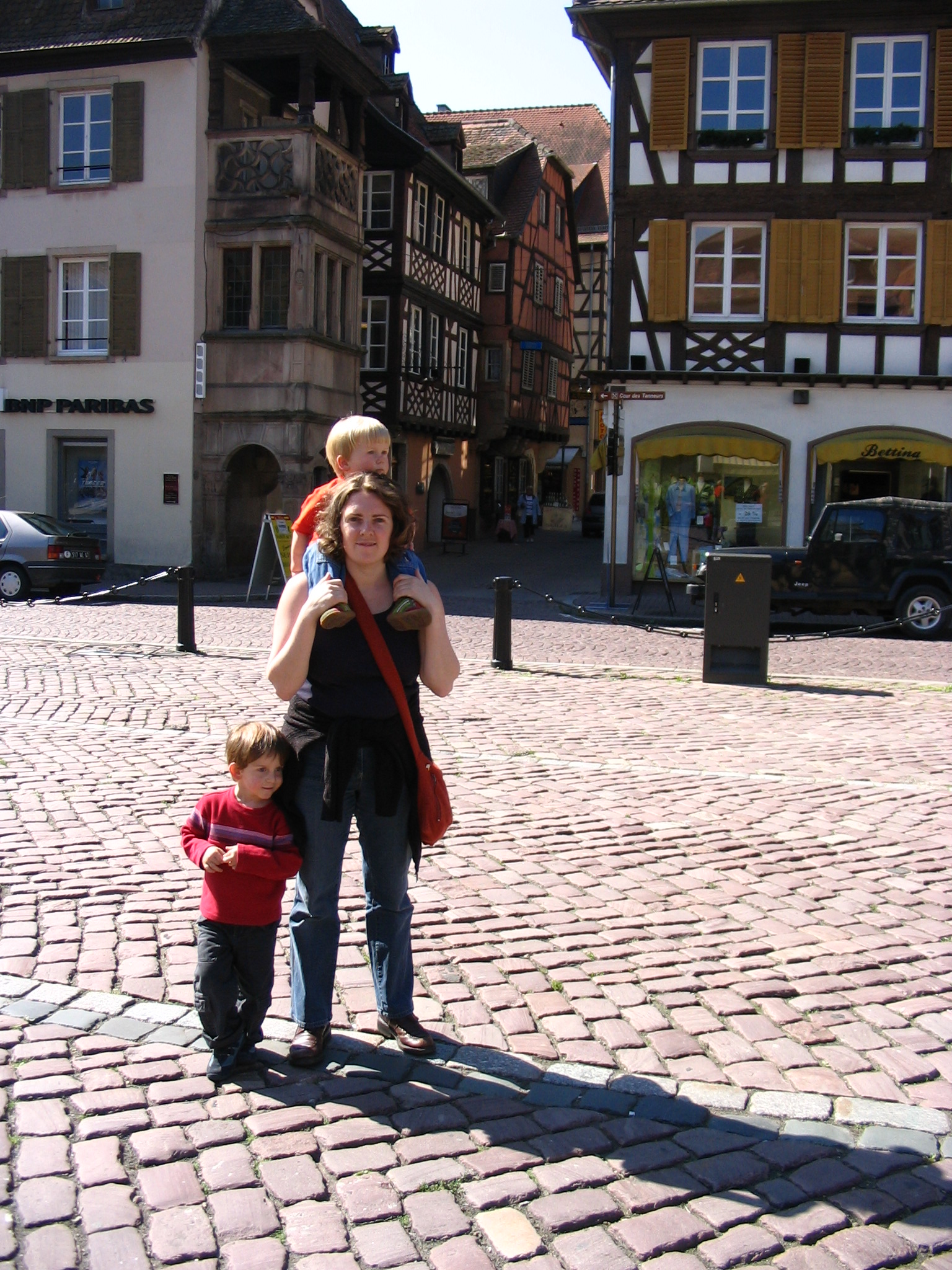 William, Allison and Julian (on shoulders) in Allsace - Obernai, France