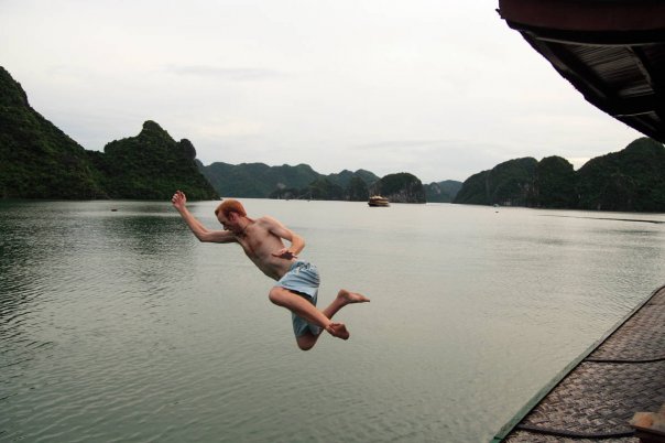 Trying to break a rib in Halong Bay, Vietnam