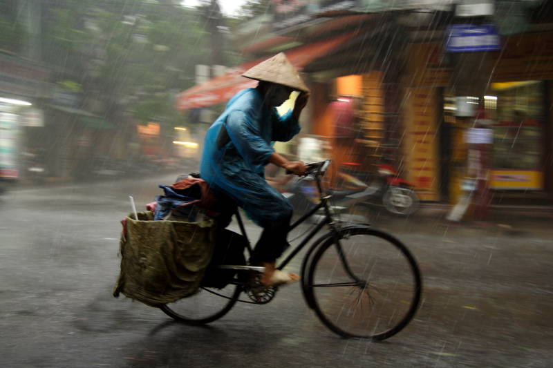 It can be tough riding through the streets of Hanoi