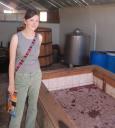 Cara waits for grapes to ferment