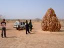 A termite mound dwarfs the car
