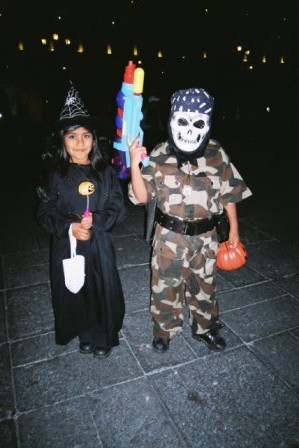 Kids out for Halloween fun