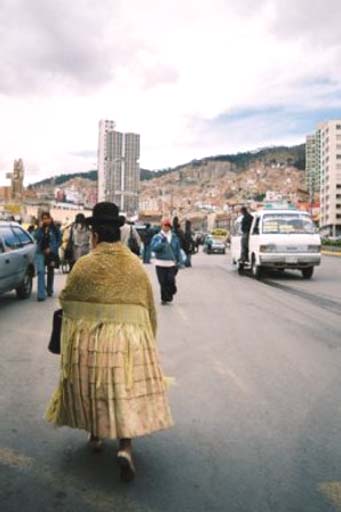 Traditionally-dressed 'cholas' of La Paz