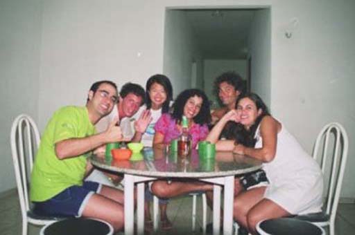 Marcelo, Cristian, I, Isabelle, Javier and Marilia at Marcelo's house in Icapui