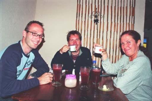 Bas, Dennis and Paloma, enjoying warm cups of coffee