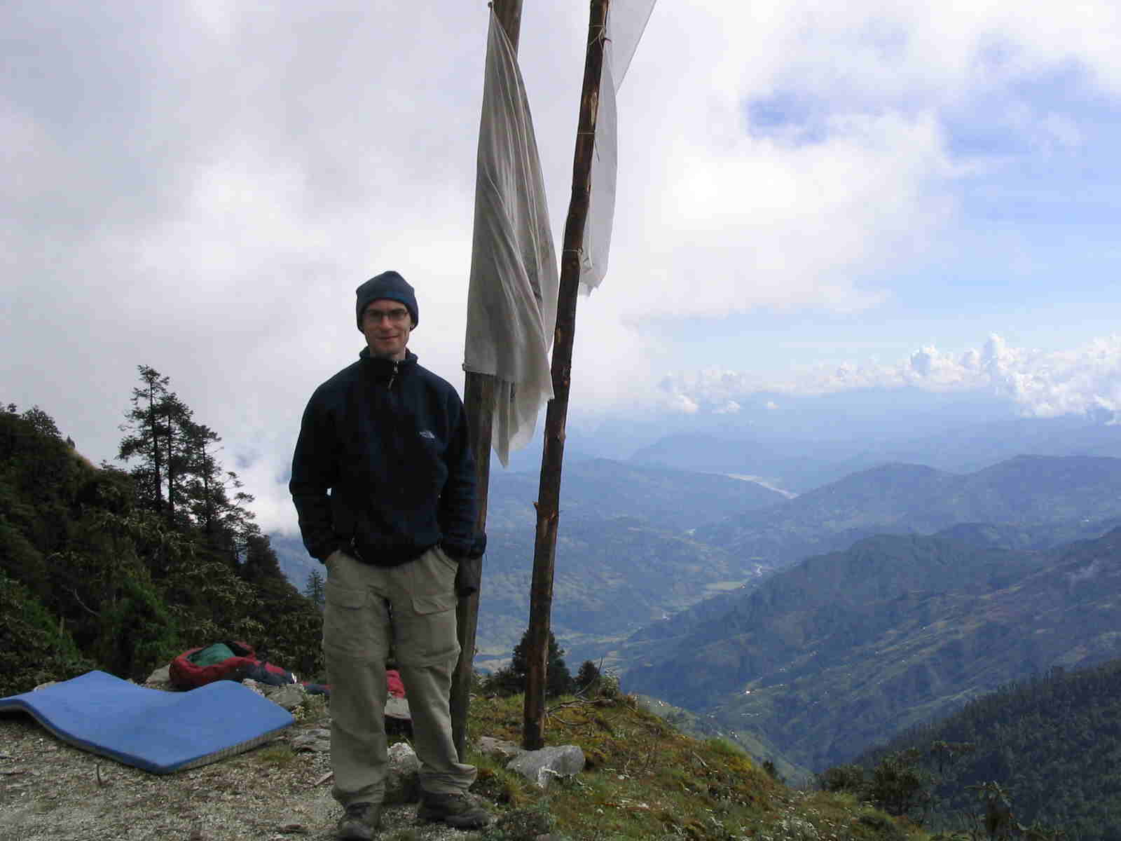 Steve on top of a mountain